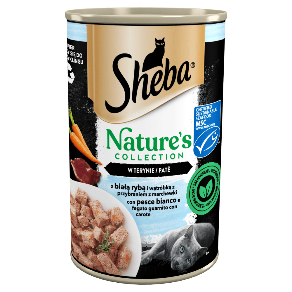 SHEBA® Nature’s Collection biała ryba i wątróbka przybrane marchewką w terynie 400g - 1